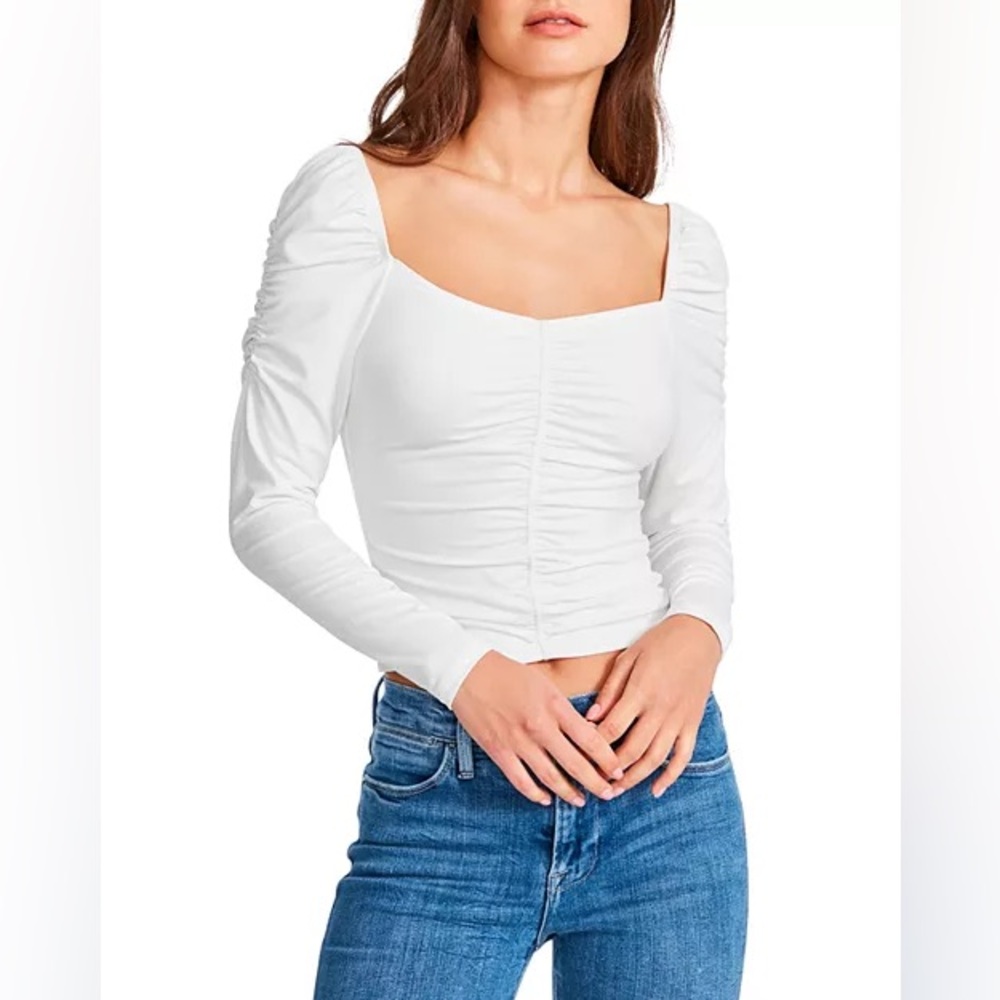BB Dakota White Ruched Blouse - Picture 2 of 8